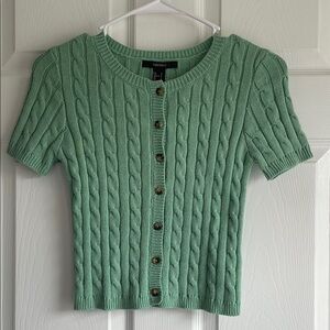Forever 21 Mint Green Cable Knit Cardigan